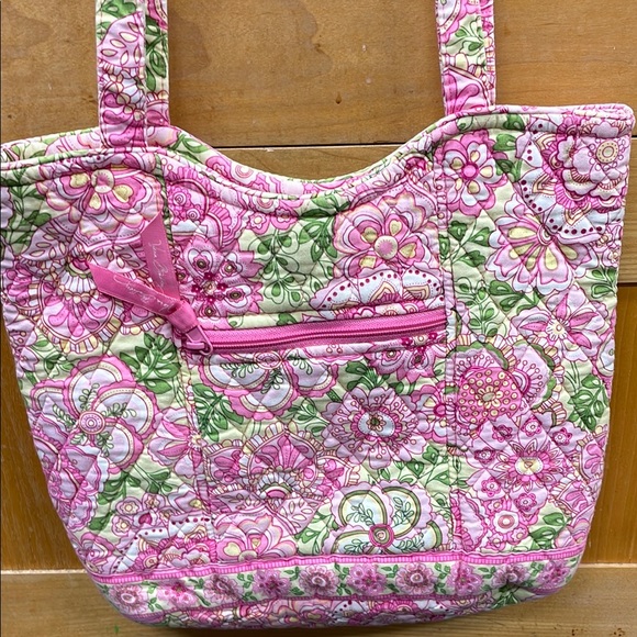 Vera Bradley Pink and Green Quilted Tote Bag - Picture 2 of 3